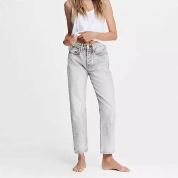 $295 Rag & Bone Maya Jeans High Rise Ankle Straight Glacier Light Grey 27 - Picture 1 of 14
